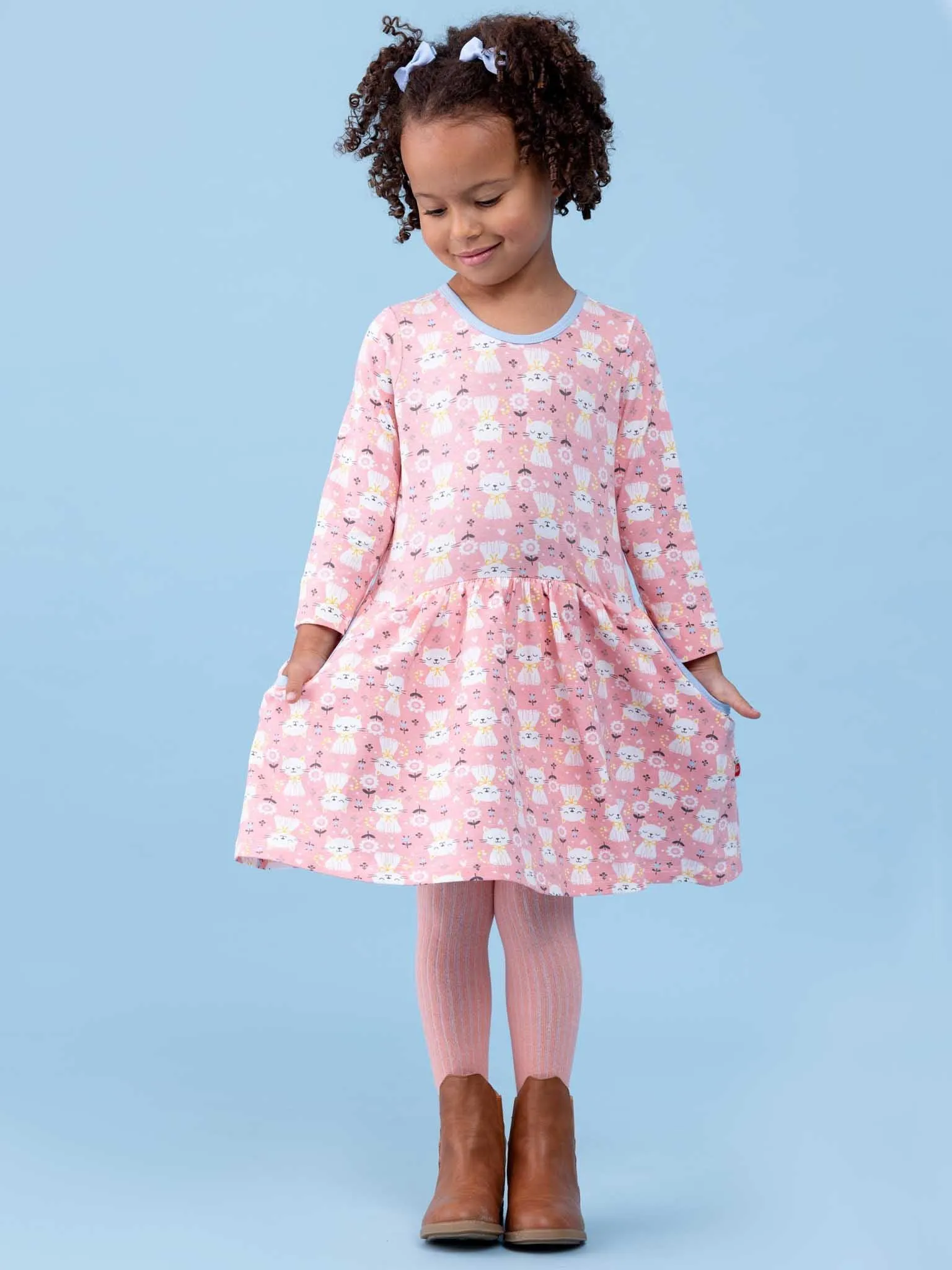 Elsa Long Sleeve Pink Smitten Kitten Dress