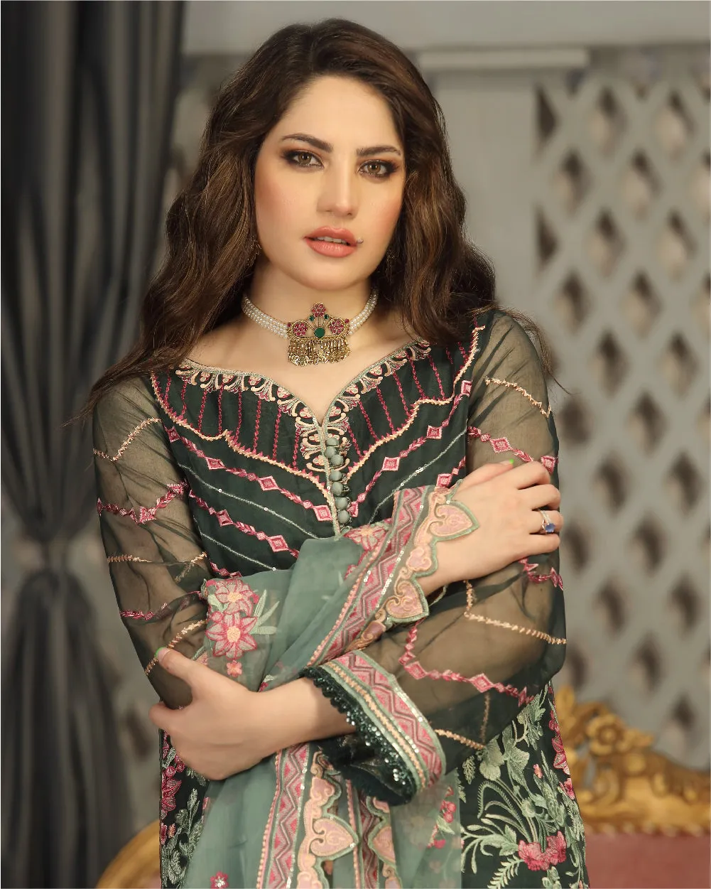 Embroidered Organza Black Salwar Kameez Pakistani Dresses