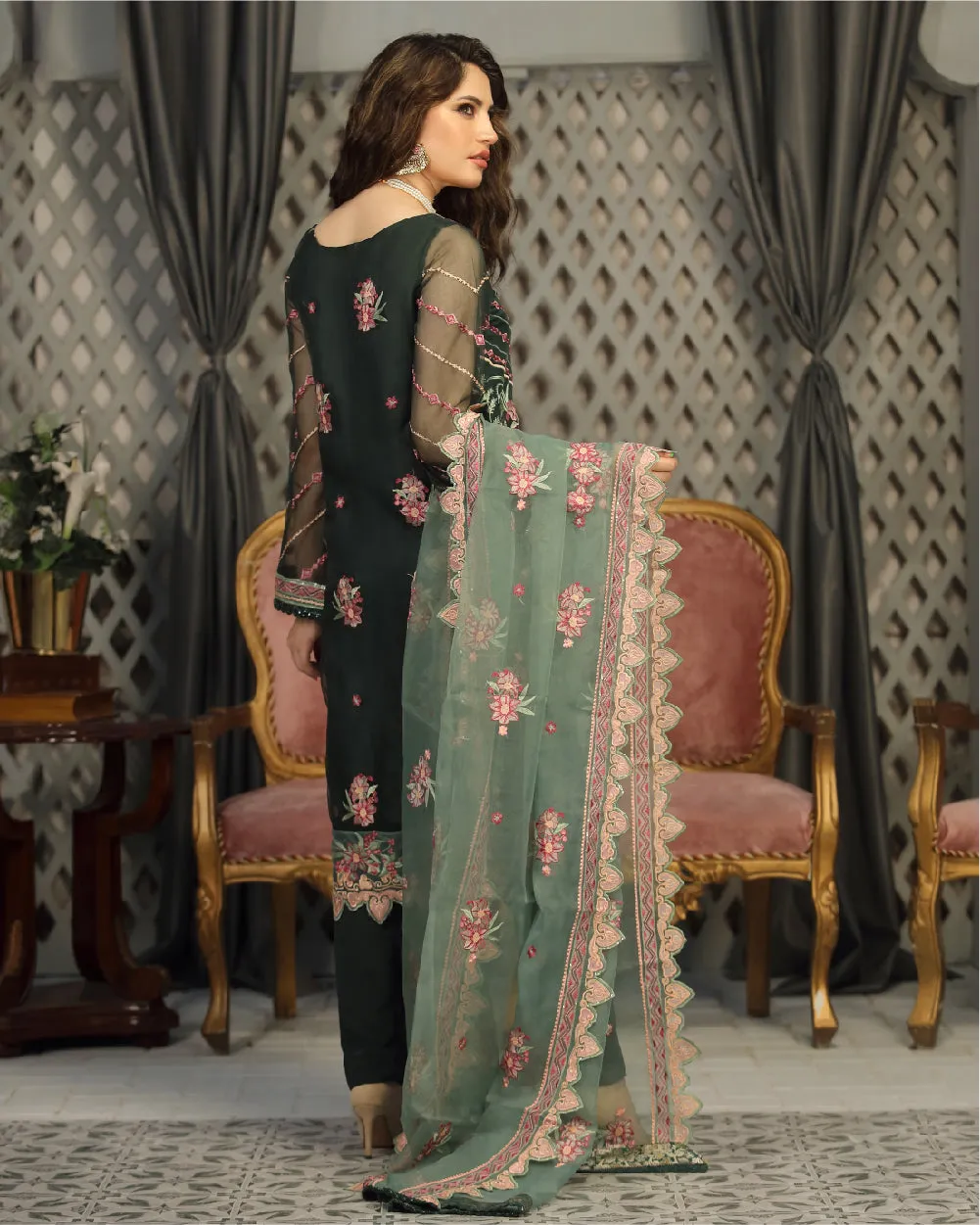 Embroidered Organza Black Salwar Kameez Pakistani Dresses