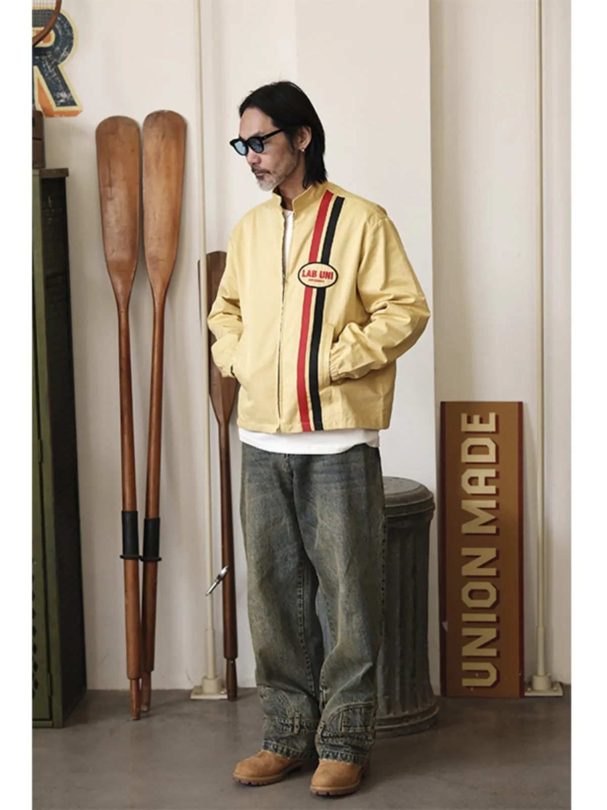 Embroidered Stand Collar Track Jacket