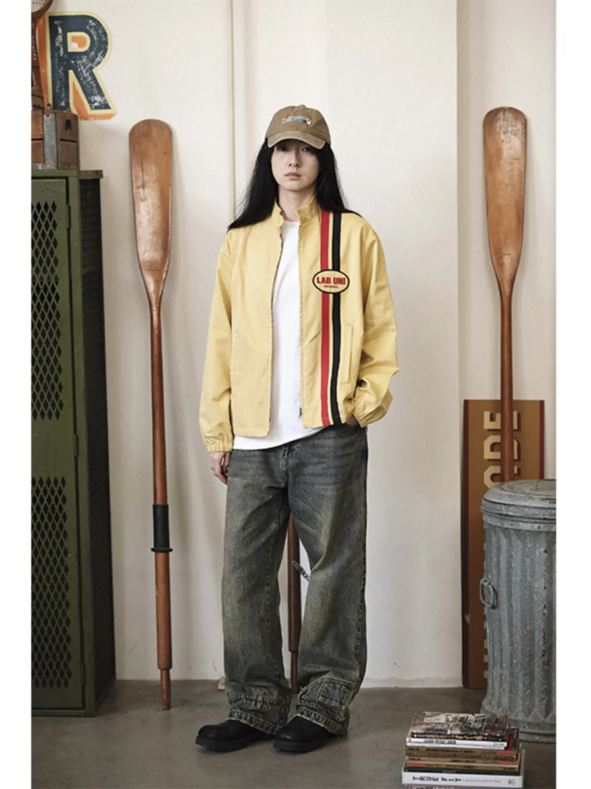 Embroidered Stand Collar Track Jacket