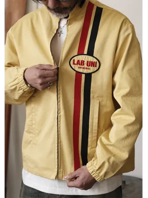 Embroidered Stand Collar Track Jacket