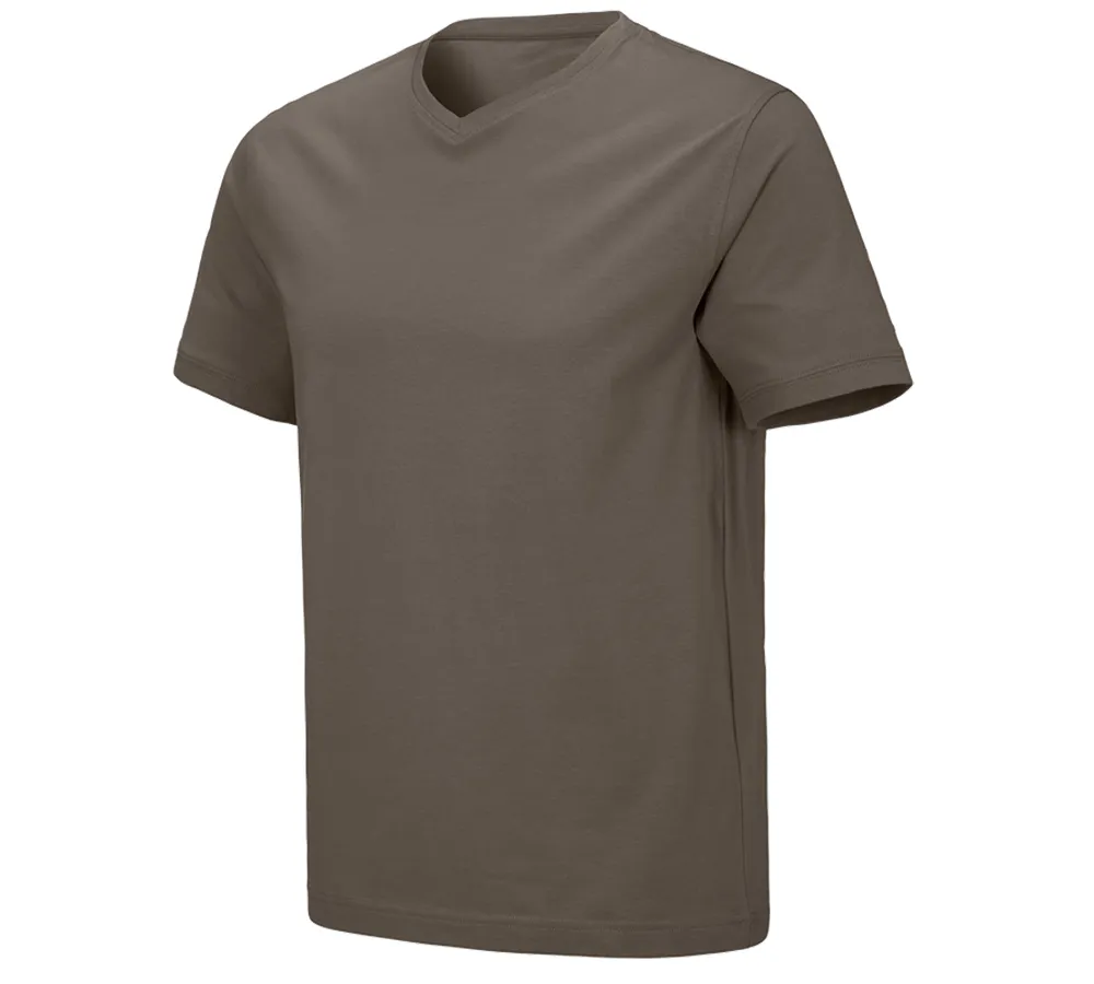 e.s. kratka majica cotton stretch z V-izrezom