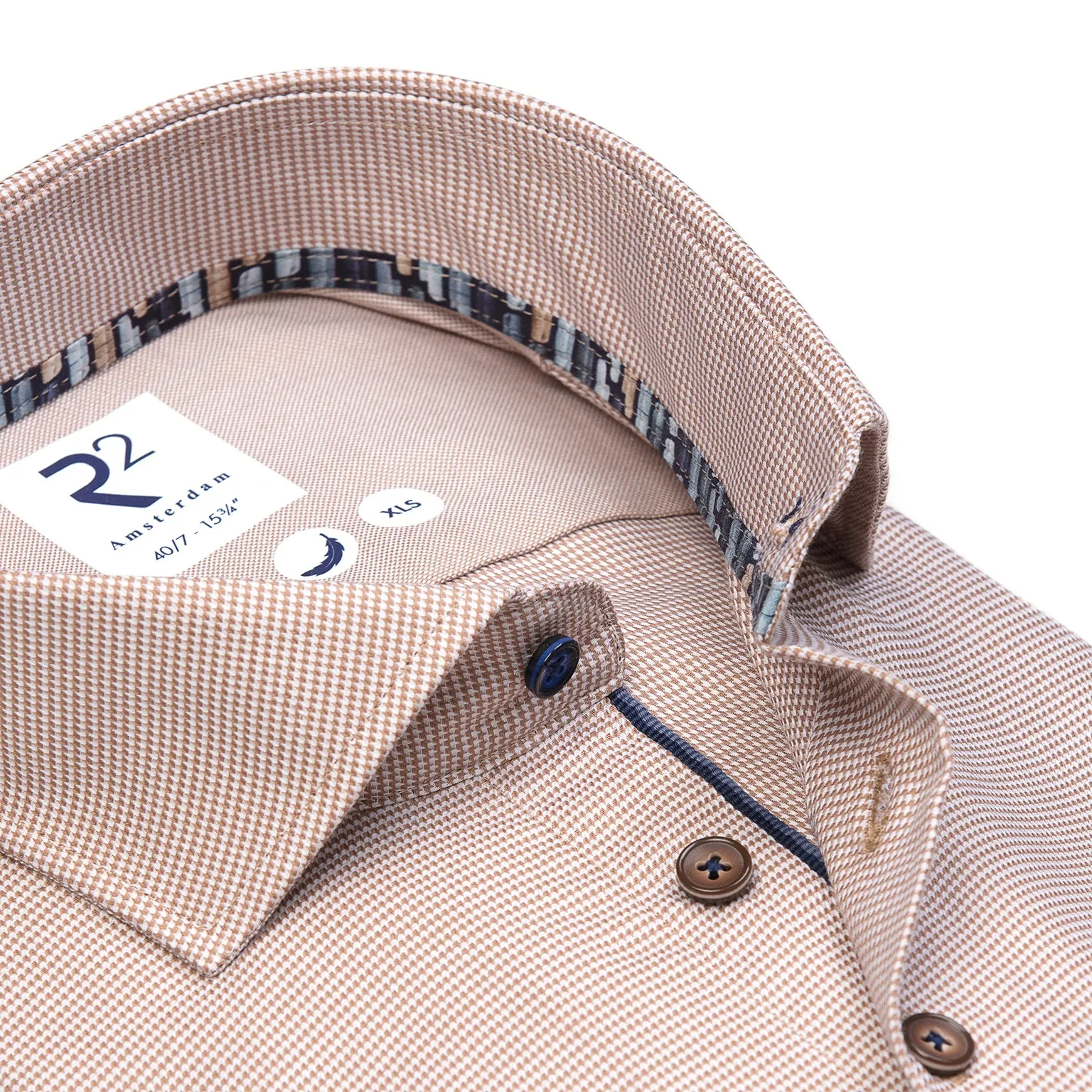 Extra long sleeves. Pied de poule stretch shirt