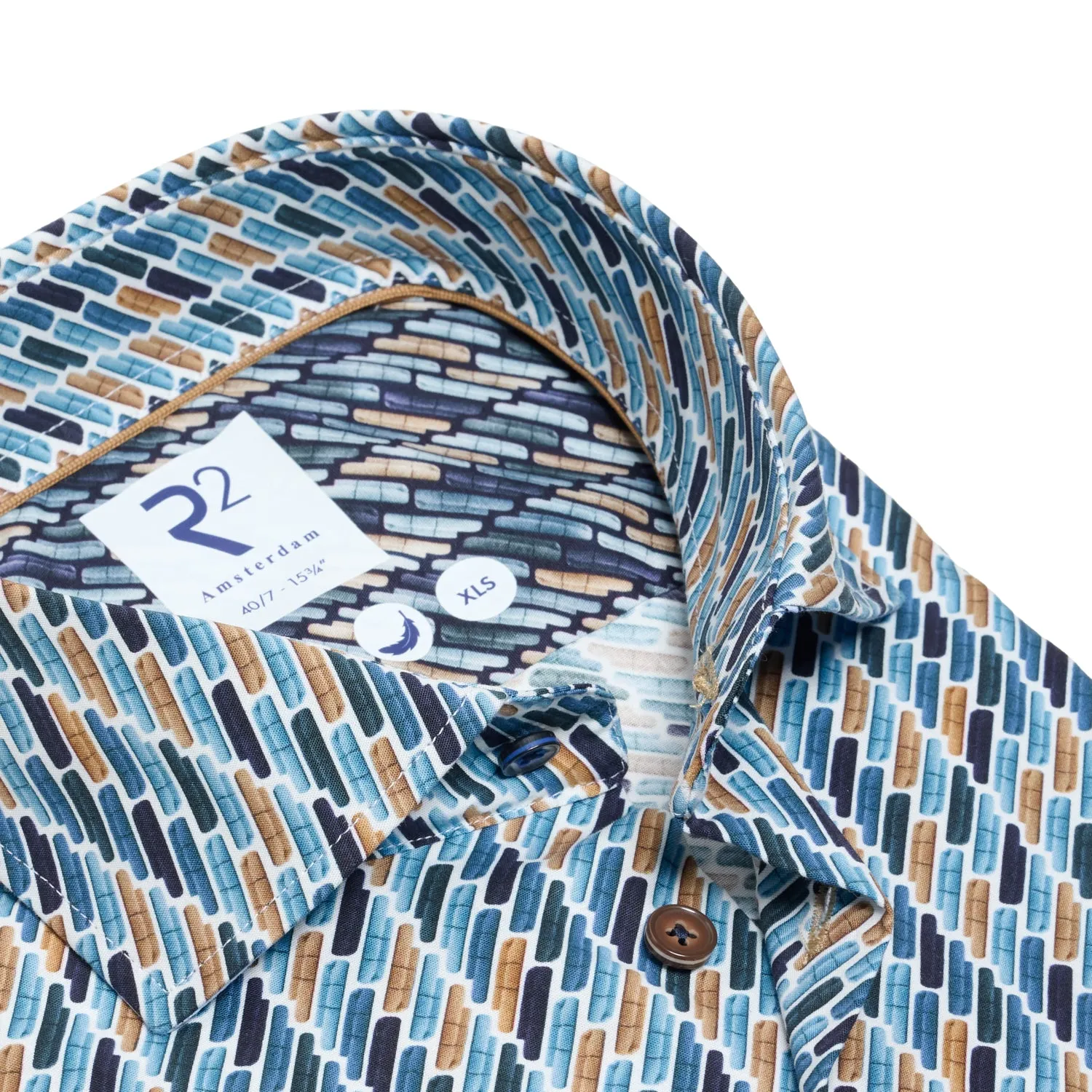 Extra long sleeves. Sofa print stretch shirt