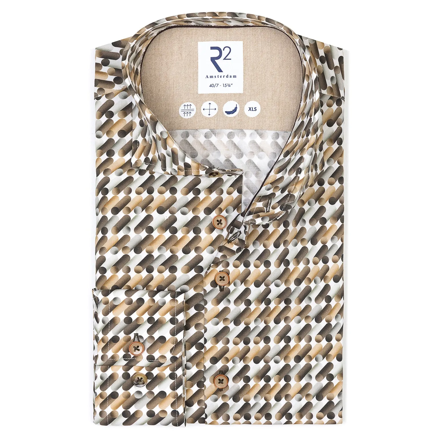 Extra long sleeves. Sofa print stretch shirt
