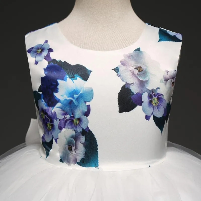 Fancy Girls Dresses Christmas or Wedding Dresses 1- 8 Years Blue Floral