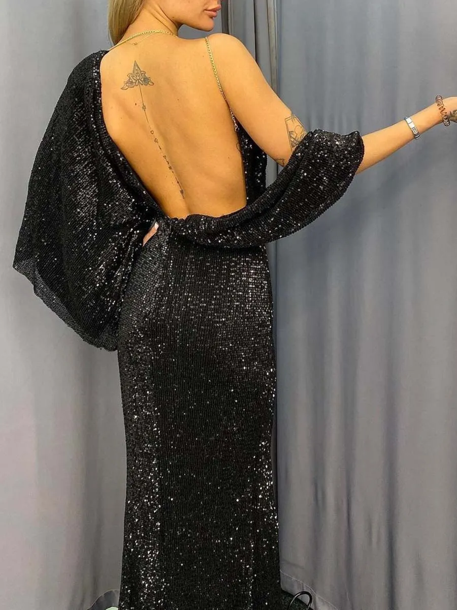 Fashion Sexy One-shoulder Elegant Evening Dress