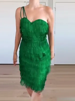 Fashion Sexy One-shoulder Fringed Midi Dress