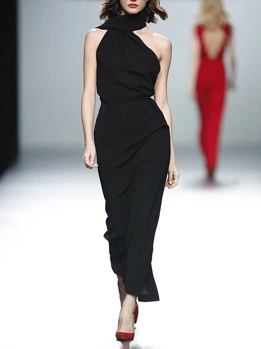 Fashion Solid Color Sleeveless Maxi Dress