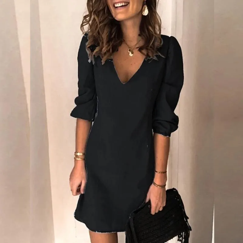 Fashion V-Neck Mini Dress -Sleeve Party