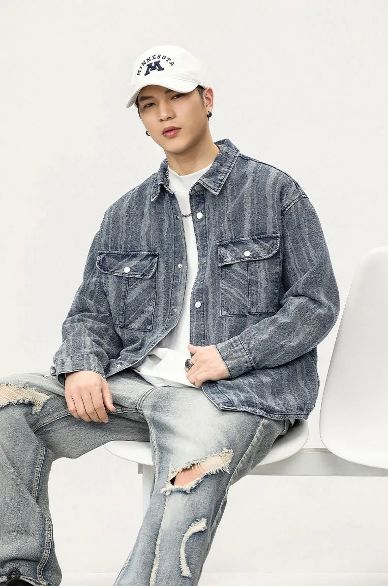 Fashionable Abrasion-Resistant Denim Trucker Denim Jacket for Men