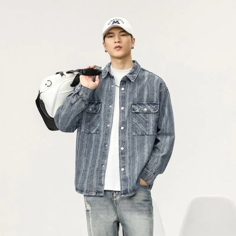 Fashionable Abrasion-Resistant Denim Trucker Denim Jacket for Men