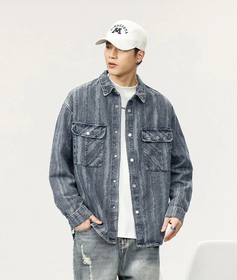 Fashionable Abrasion-Resistant Denim Trucker Denim Jacket for Men