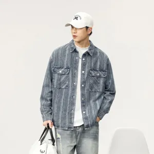 Fashionable Abrasion-Resistant Denim Trucker Denim Jacket for Men
