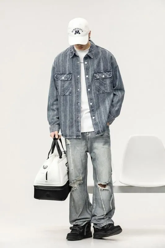 Fashionable Abrasion-Resistant Denim Trucker Denim Jacket for Men