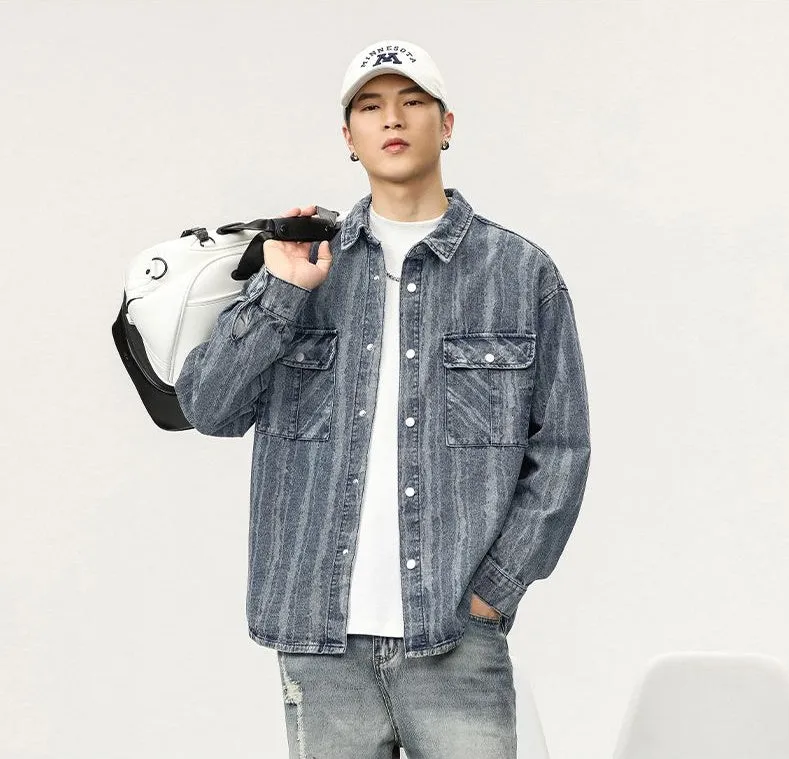 Fashionable Abrasion-Resistant Denim Trucker Denim Jacket for Men