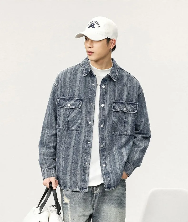 Fashionable Abrasion-Resistant Denim Trucker Denim Jacket for Men