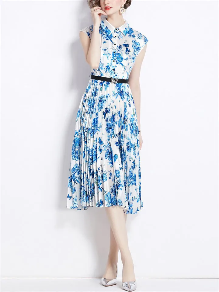 Female Temperament Polo Neck Sleeveless Midi Dresses