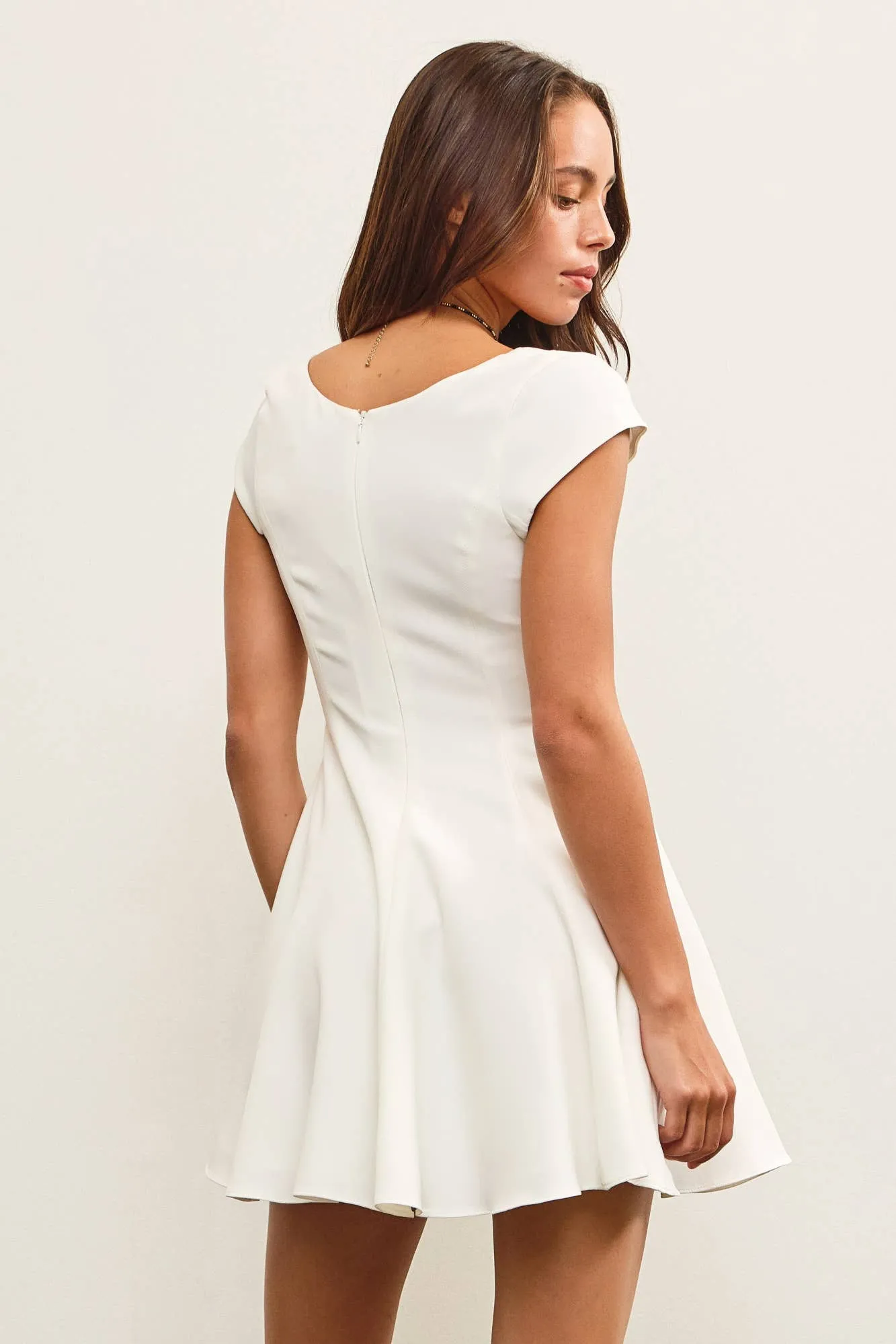 FIT AND FLARE SHORT SLEEVE MINI DRESS