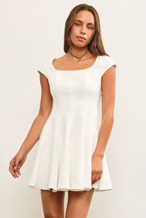 FIT AND FLARE SHORT SLEEVE MINI DRESS