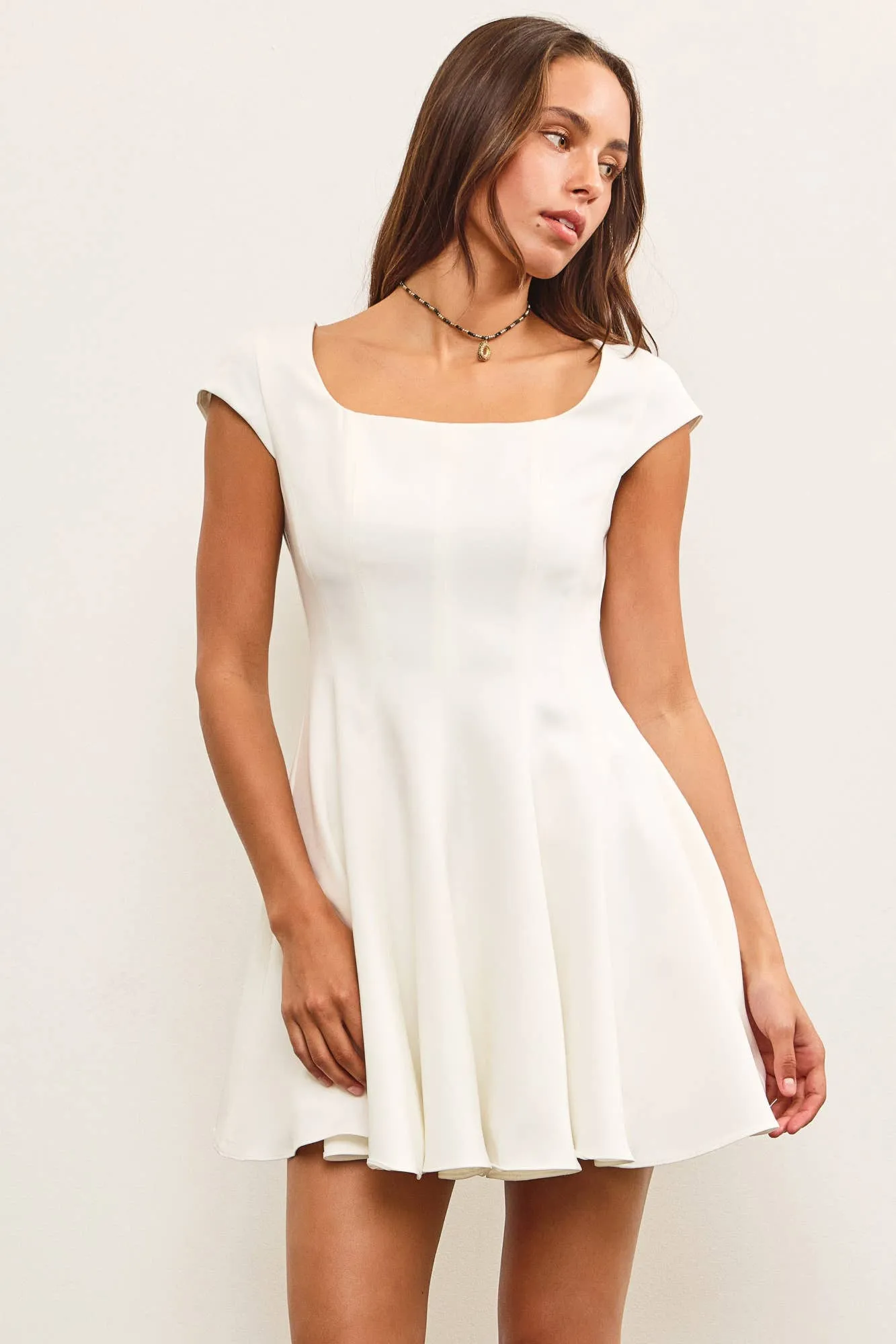 FIT AND FLARE SHORT SLEEVE MINI DRESS