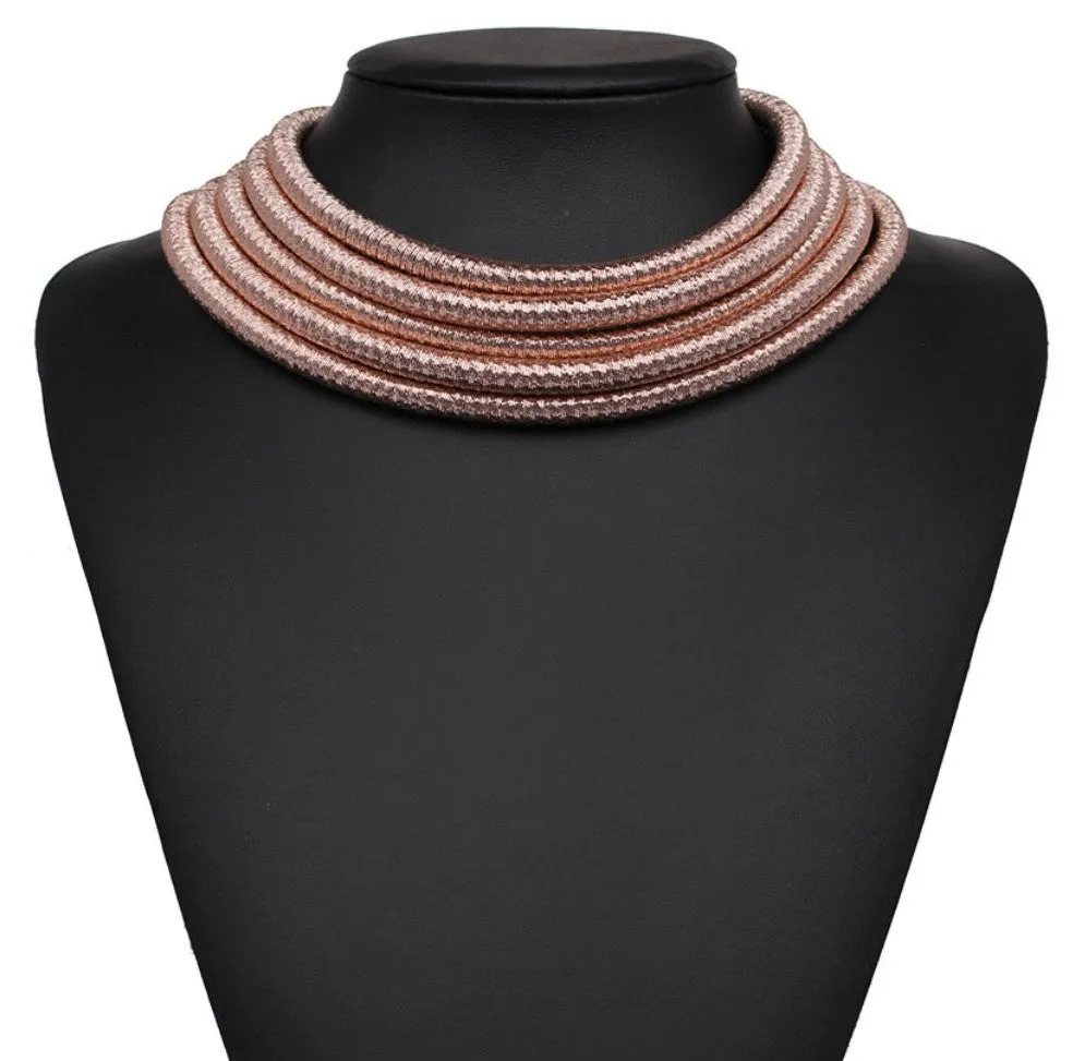 Five-layered coil-style CHOKER NECKLACE (Six colors)