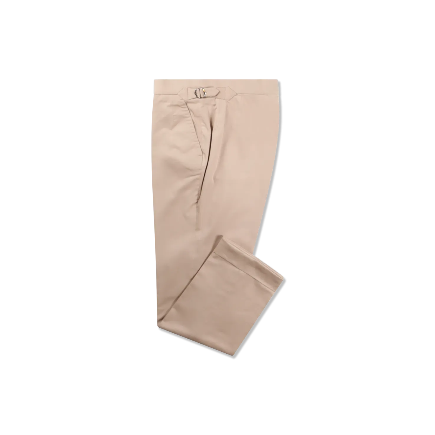 Flat Front Trouser in Beige Stretch Cotton