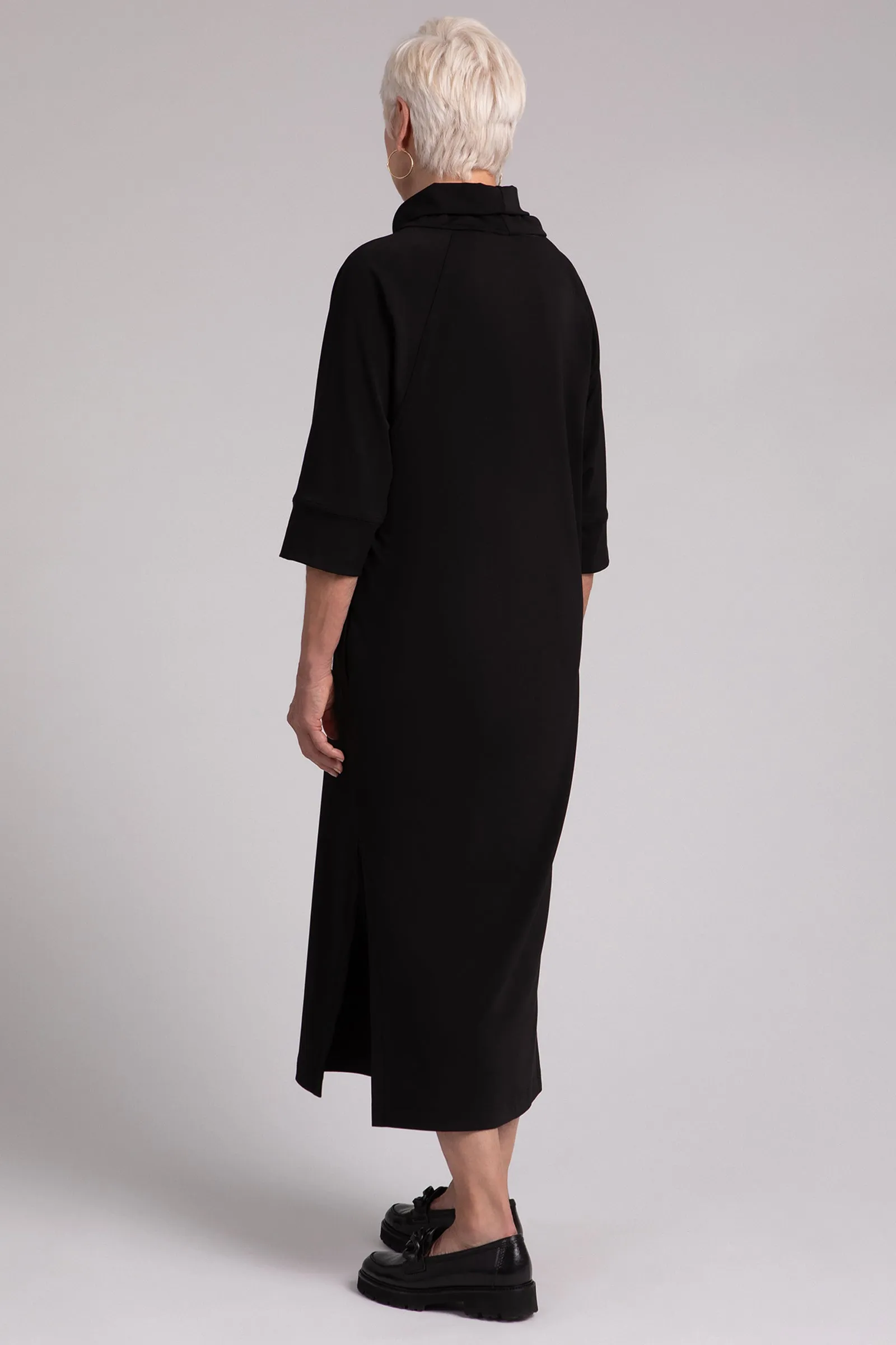 Fleece Back Jersey Cozy Raglan Funnel Neck Dress