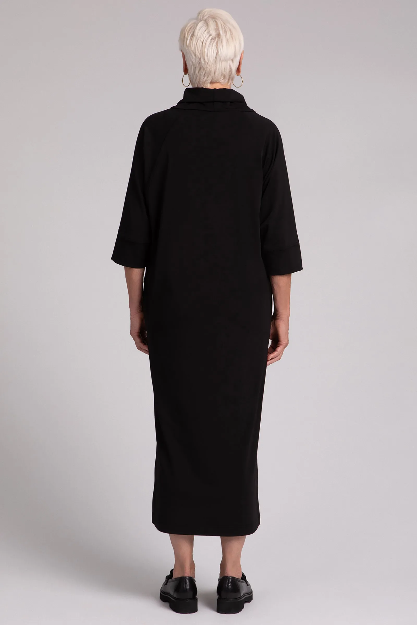 Fleece Back Jersey Cozy Raglan Funnel Neck Dress