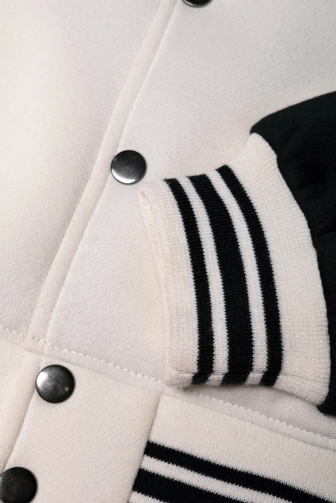 Fleece Bomber Jacket Cream And Black