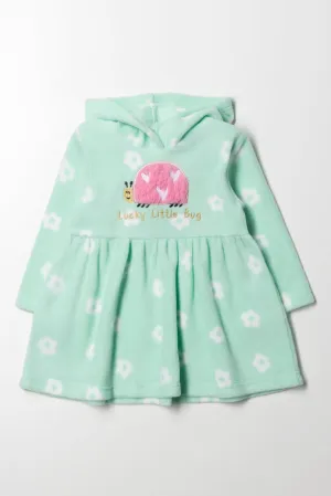 Fleece Hooded Dress Light Green
