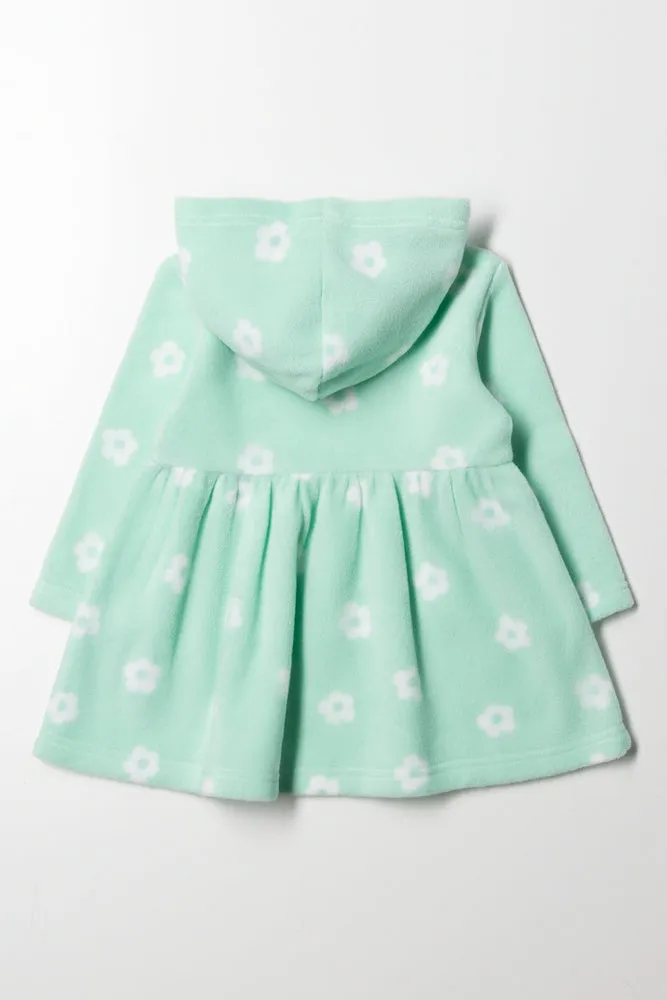 Fleece Hooded Dress Light Green