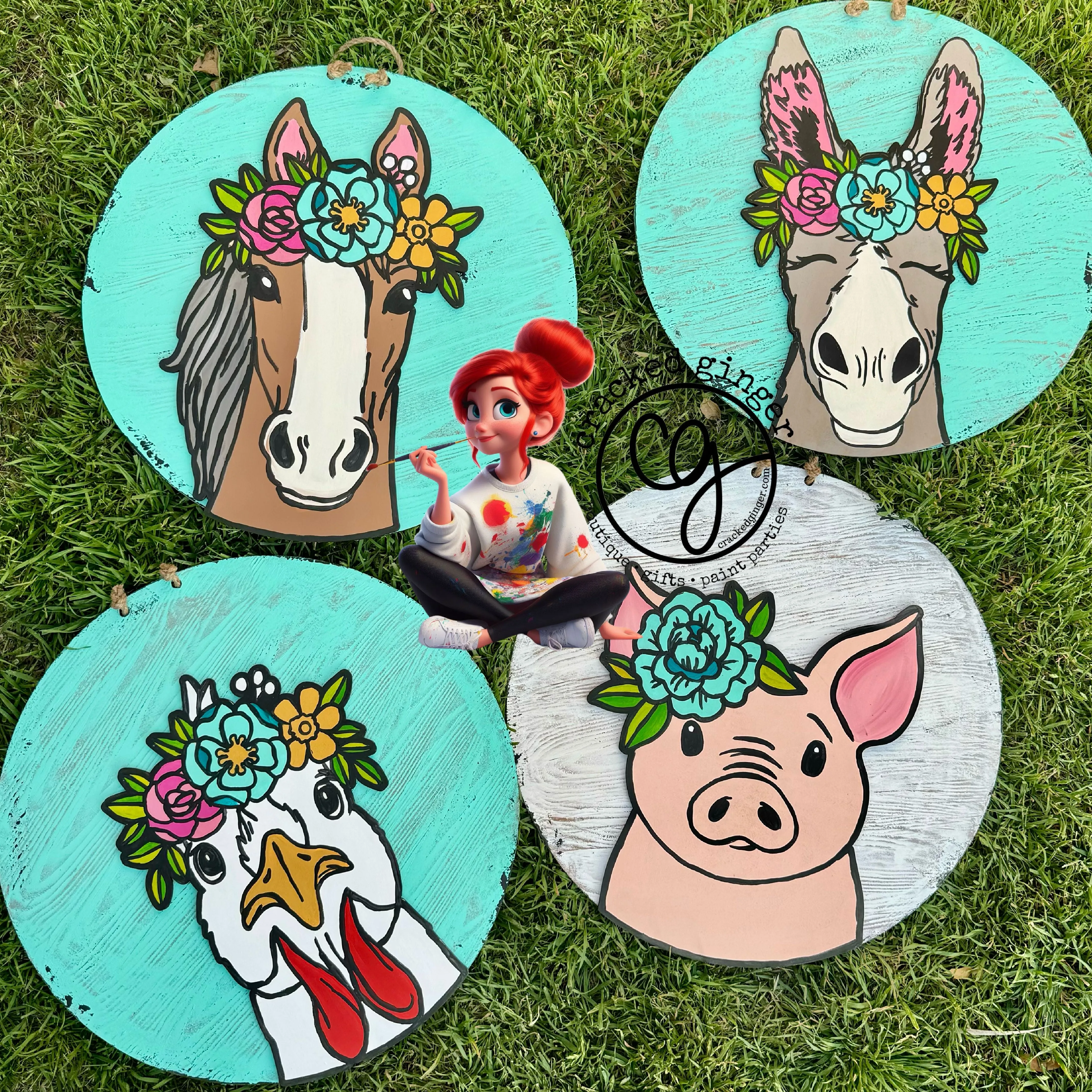 Floral crown farm animals