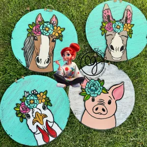 Floral crown farm animals