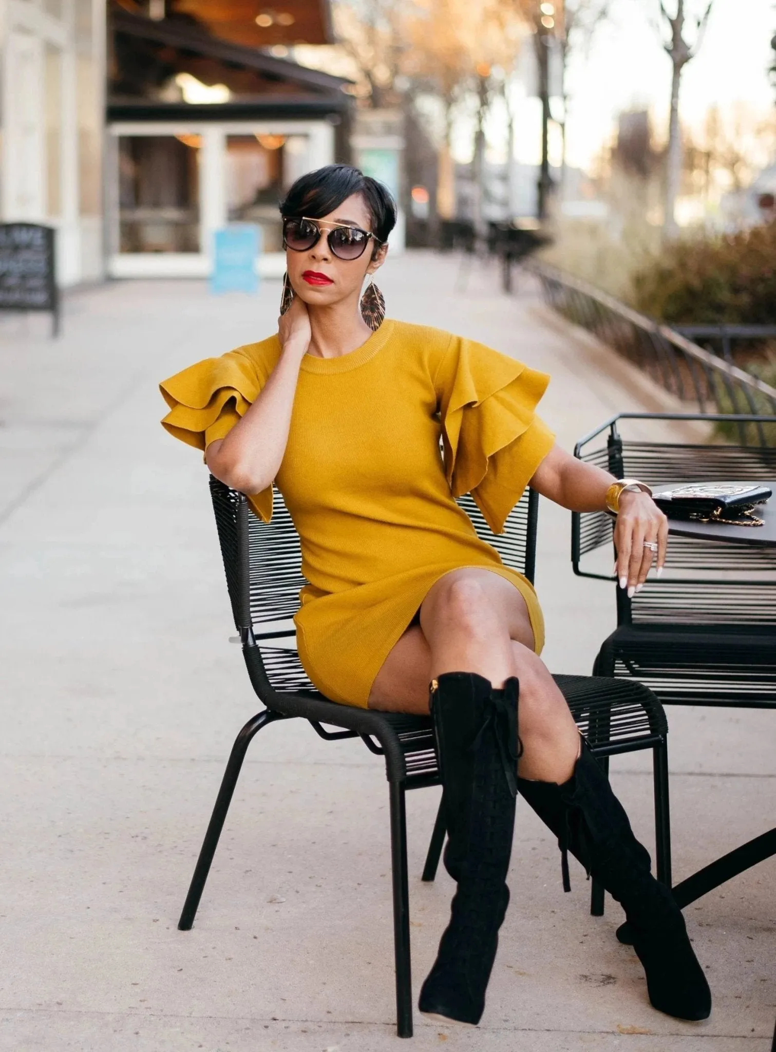 Flounce Short Sleeve Mini Dress
