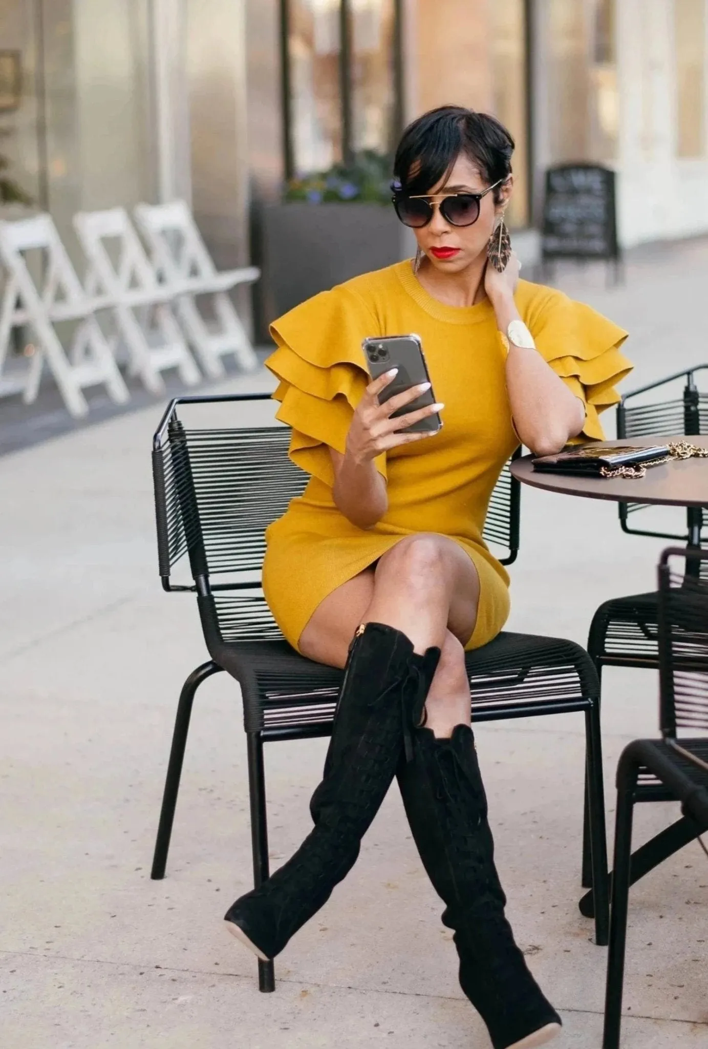 Flounce Short Sleeve Mini Dress