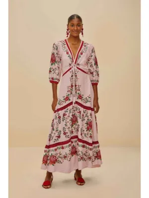 FLOWER TAPESTRY PINK MAXI DRESS