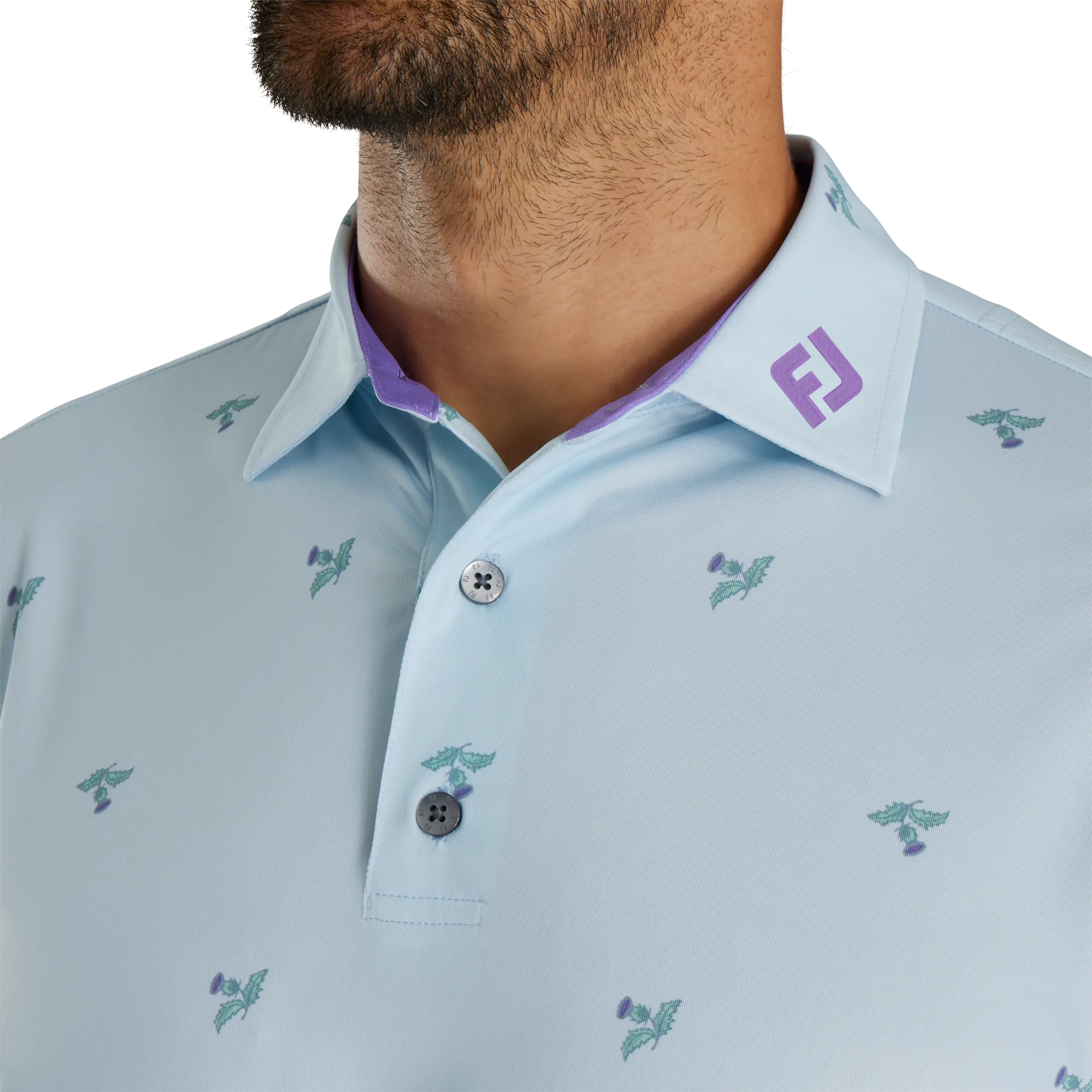 FootJoy Thistle Print Lisle Polo - Mist