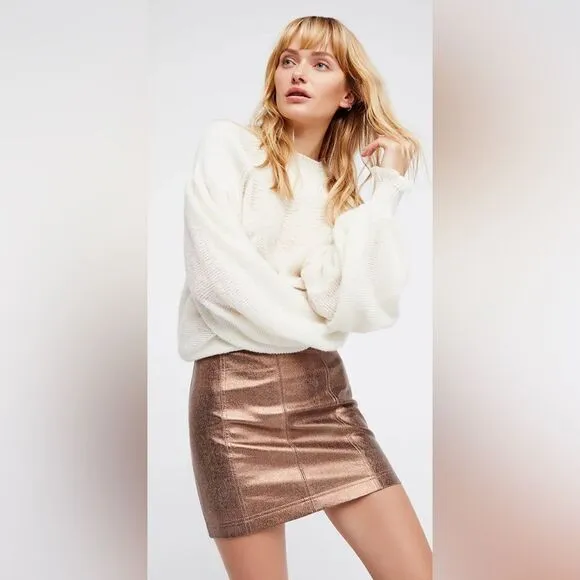 Free People Modern Femme Vegan Metallic Mini Skirt - Women’s XS