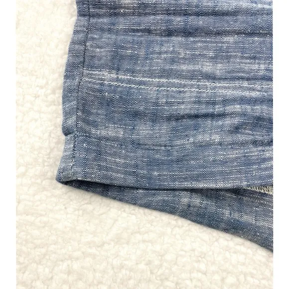 FRENCH CONNECTION • Blue Linen High-Waisted Shorts