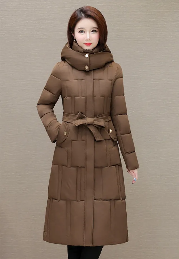 Full Zip Quilted Women's Hooded Puffer Jacket for Cold Weather