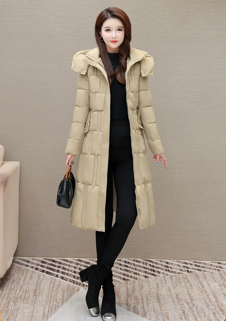 Full Zip Quilted Women's Hooded Puffer Jacket for Cold Weather