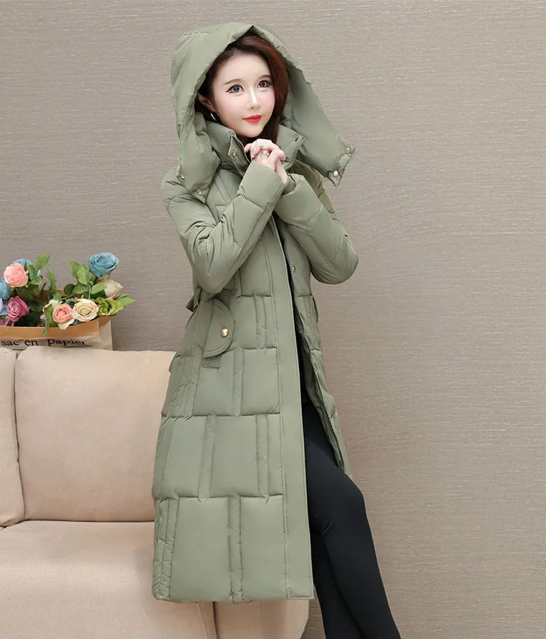 Full Zip Quilted Women's Hooded Puffer Jacket for Cold Weather