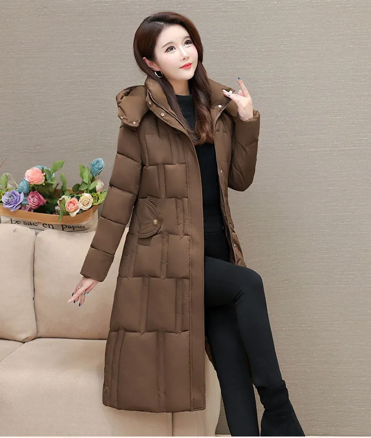 Full Zip Quilted Women's Hooded Puffer Jacket for Cold Weather