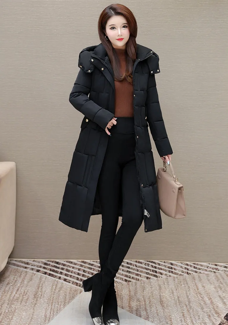Full Zip Quilted Women's Hooded Puffer Jacket for Cold Weather