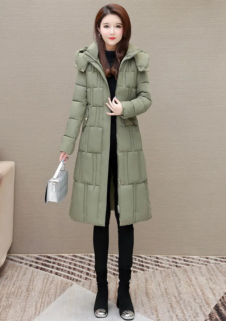Full Zip Quilted Women's Hooded Puffer Jacket for Cold Weather