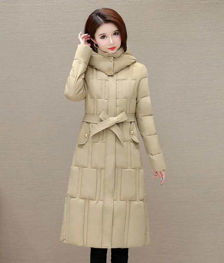 Full Zip Quilted Women's Hooded Puffer Jacket for Cold Weather