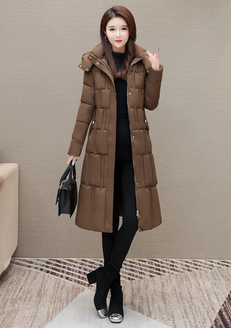 Full Zip Quilted Women's Hooded Puffer Jacket for Cold Weather