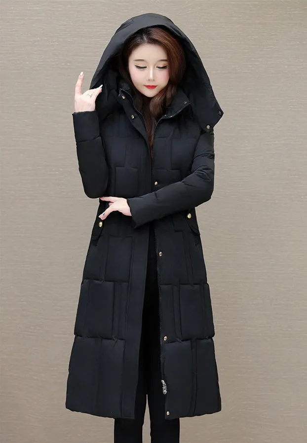 Full Zip Quilted Women's Hooded Puffer Jacket for Cold Weather